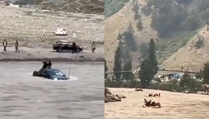 ناران: دریا میں ویڈیو بنانے کی کوشش سیاحوں کو مہنگی پڑگئی، گاڑی بہہ گئی